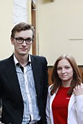 Редактор газеты Виктория Голивец и Егор Колыванов, корреспондент телекомпании "НТВ"